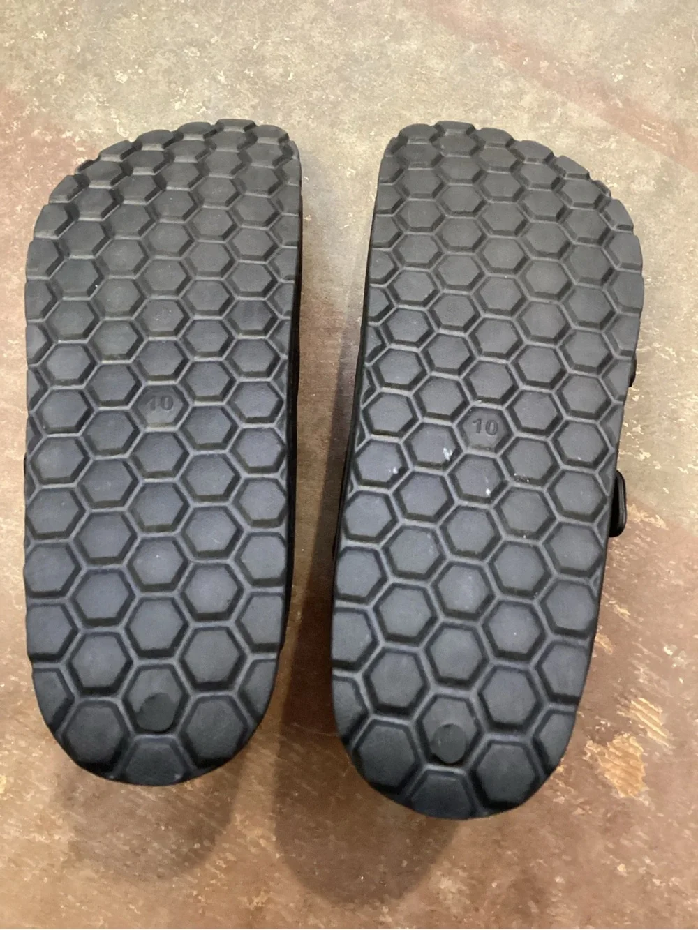 SO Black Double Buckle Footbed Slide Sandals Adjustable Comfort Slides Size 10‎